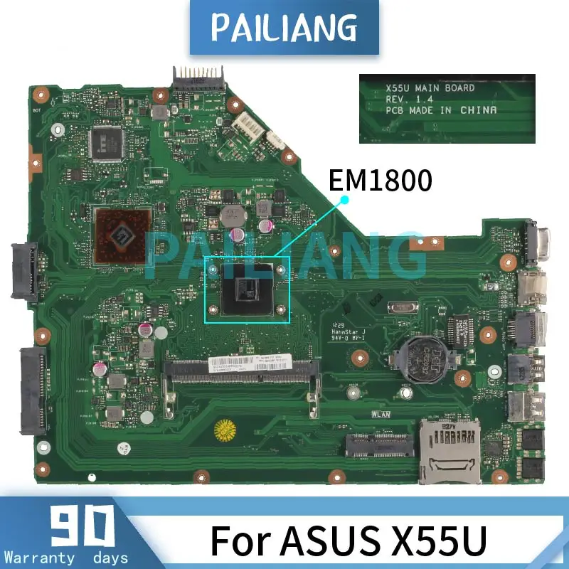 

Mainboard For ASUS X55U EM1800 Laptop motherboard 60-N80MB701 REV.1.4 DDR3 Tested OK