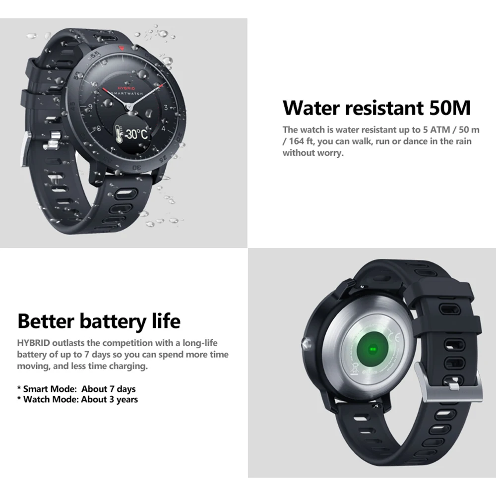 Zeblaze Hybrid 2 Смарт-часы пульсометр Монитор артериального давления Смарт-часы спортивные фитнес водонепроницаемые Смарт-часы для мужчин