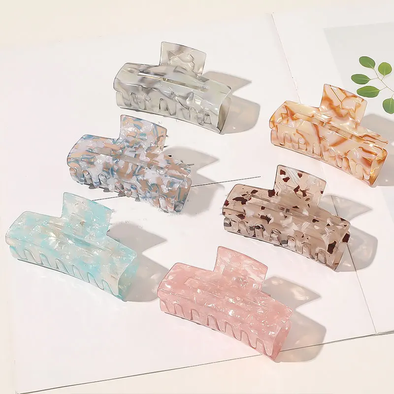 

Geometric Acetate Hair Claws Colorful Large Square Hair Clip Hair Grab Clamp Leopard Hairpins Vintage Resin Hair Accessories