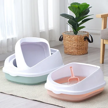 

Pet Toilet Bedpan Anti Splash Cats Litter Box Cat Dog Tray with Scoop Kitten Dog Clean Toilette Home Plastic Sand Box Supplies