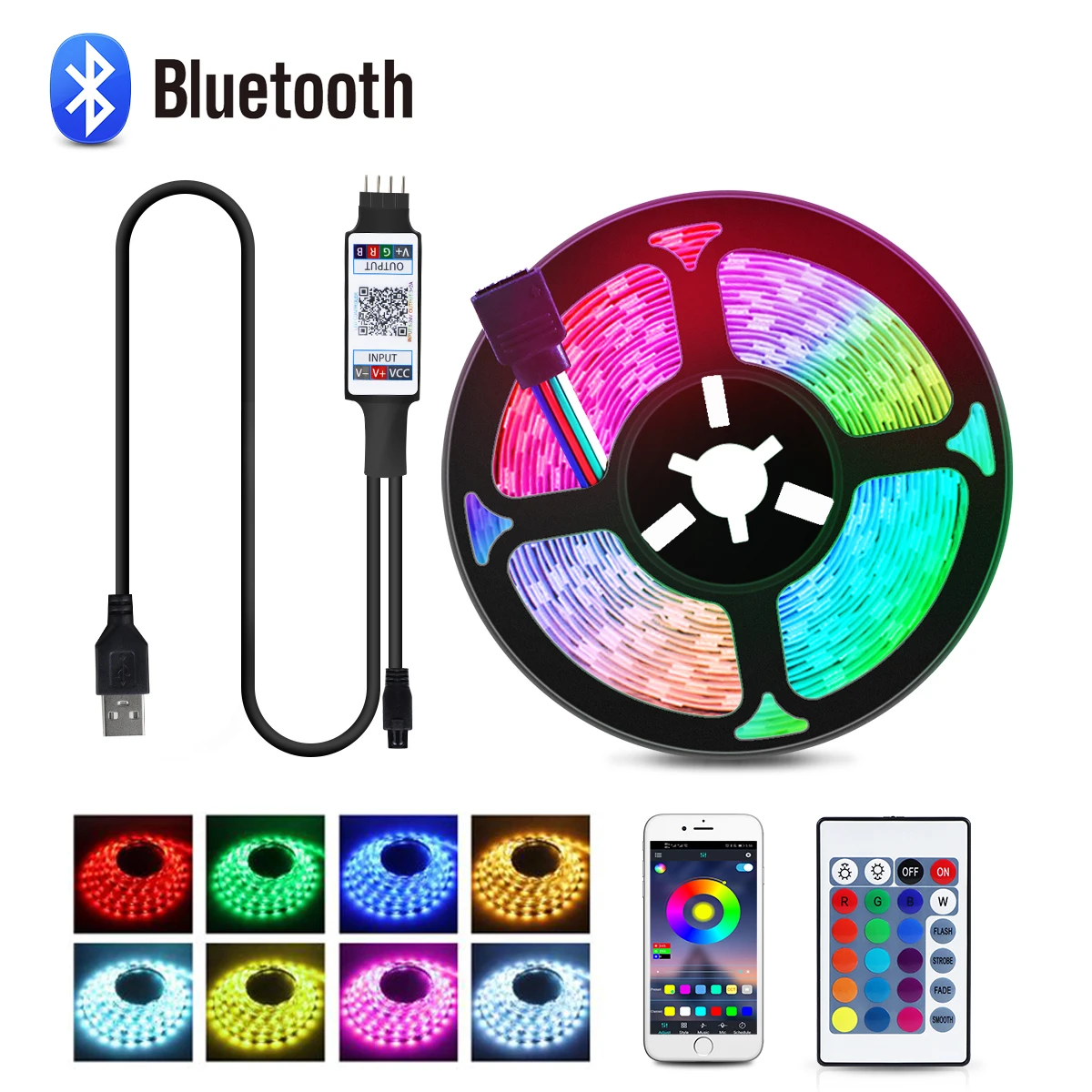 USB 5V Bluetooth LED Strip Light RGB 5050 Lights Tape 5m 10m 15m 20m TV Backlight Flexible Ribbon Room Decor Rope | Освещение