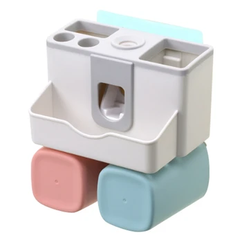 

LEYIJIA Couple Models Wall-Mounted Punch-Free Nordic Wash Toothbrush Holder Set Squeeze Toothpaste Mouthwash Cup