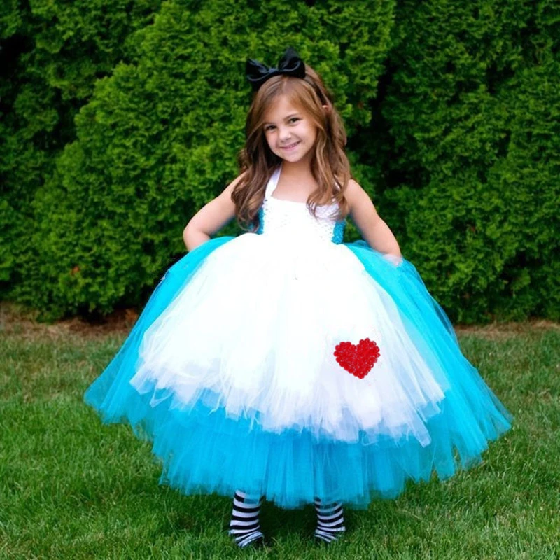 Azul Branco Princesa Meninas Alice Vestido Tule Bebe Criancas Fantasia Tutu Vestido Criancas Halloween Carnaval Festa Alice Cosplay Traje Vestidos Aliexpress