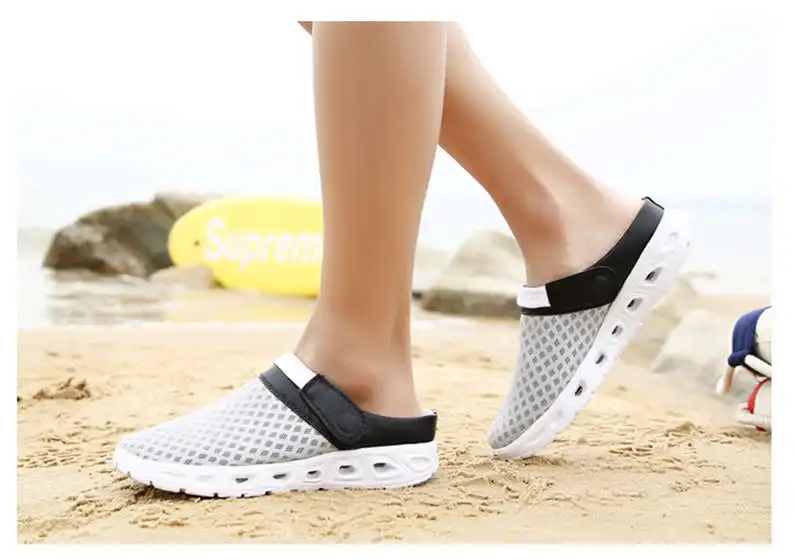 Comfort Men Shoes Casual Big Size Men's Home Slippers Fashion Mesh Soft Summer Sandals Crock Fishing Quick-drying Man Slipper B1