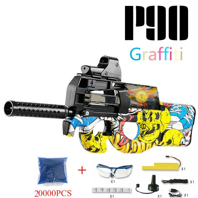 P90 граффити издание электрическое игрушечное ружье водяные пули пистолет Live CS штурмовой Снайпер оружие на открытом воздухе Пистолеты игрушки - Цвет: Graffiti-20000pcs