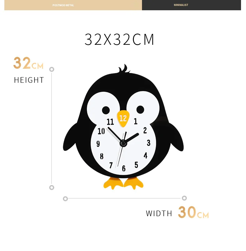 Новые милые настенные часы Cartoom современный дизайн милый пингвин ребенок акриловый для спальни качели часы с маятником Сияющий домашний декор