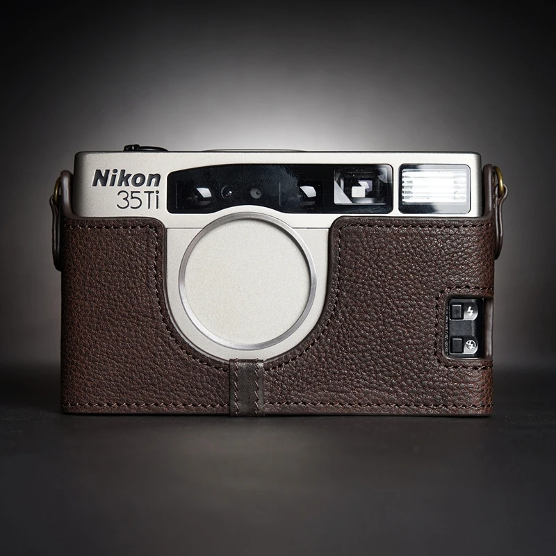 Handwork Foto Câmera de Couro Genuíno Bolsa do Corpo Caixa Case para Nikon 28ti 35ti Corpo Capa Protetora Base - Image 4