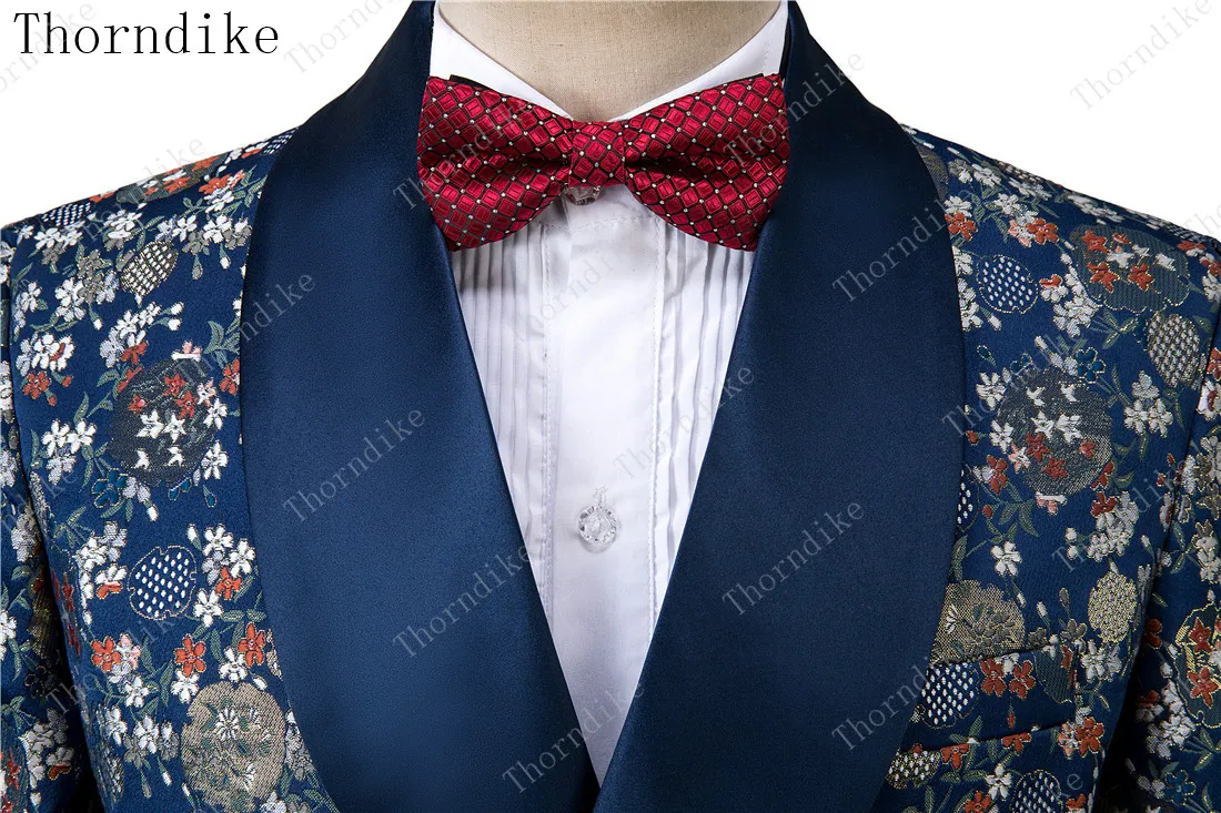 Thorndike корейский стиль Портной сделал Цветочные мужские свадебные костюмы Slim Fit Жених выпускного вечера мужской смокинг куртка+ брюки костюм брачный Homme