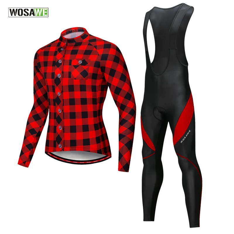 

WOSAWE Cycling Set Autumn Clothing Long Sleeve Jersey Quick Dry Bike Bicycle Suits Cycling Kit Ropa Ciclismo Hombre