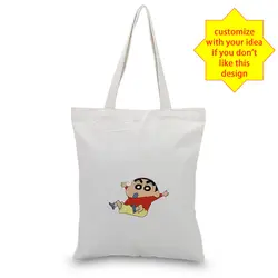 Crayon Shin-chan текстовый канва для DIY сумка-тоут ежедневное использование пользовательский принт логотип сумка для покупок эко многоразовая