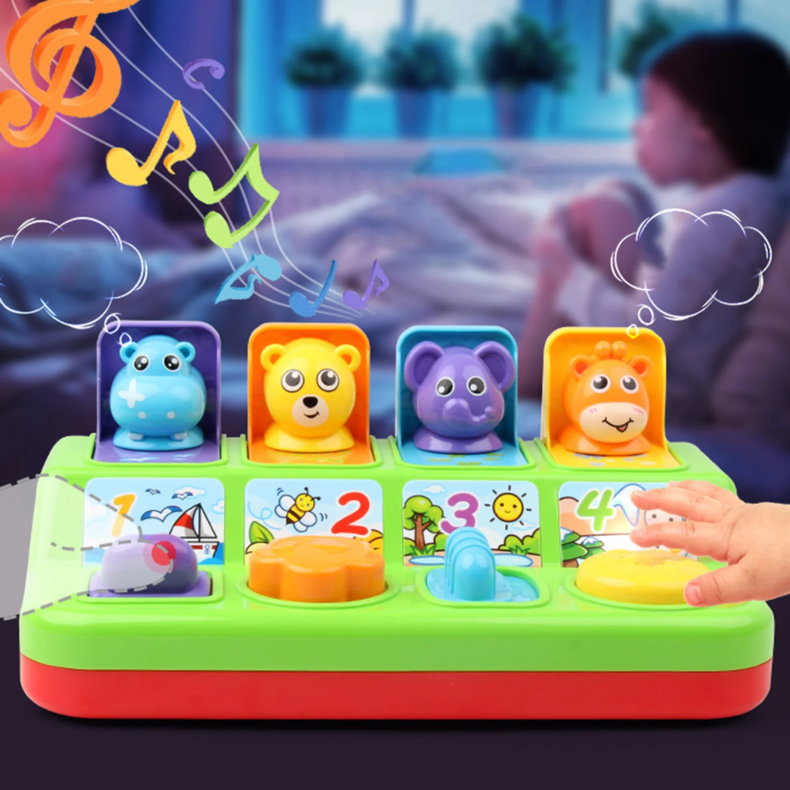 Cute Educational Interesting Practical Attractive Cartoon Animal Shape Peekaboo Pop-Up Interactive Toy with Music Kids Gift