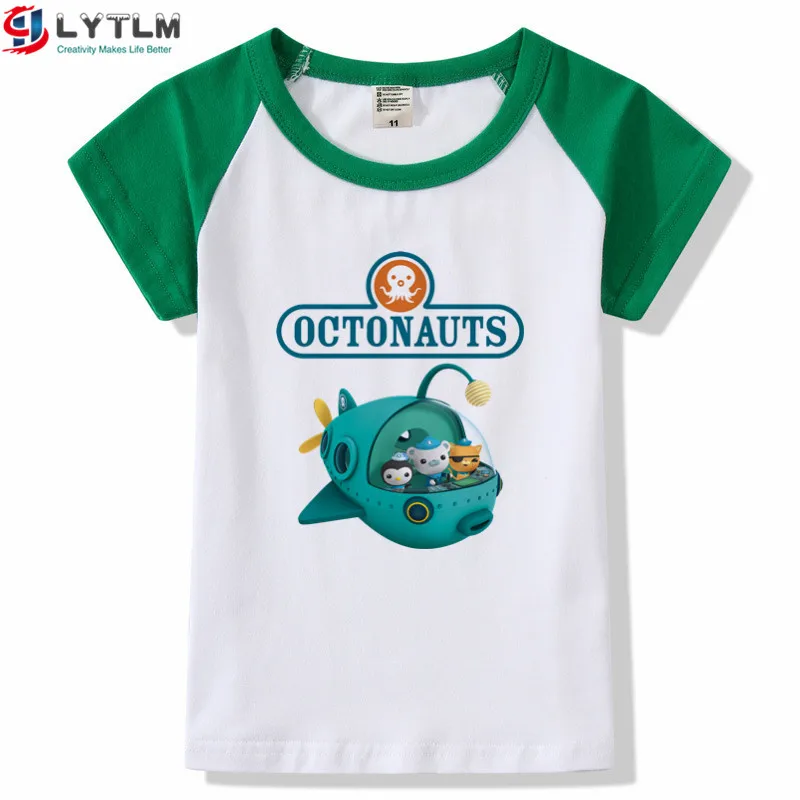 LYTLM XXX Kids Octonauts/Детские футболки для девочек, Koszulka, футболки для мальчиков, Детская футболка с рисунком для мальчиков топы для маленьких девочек - Цвет: DX Raglan Green