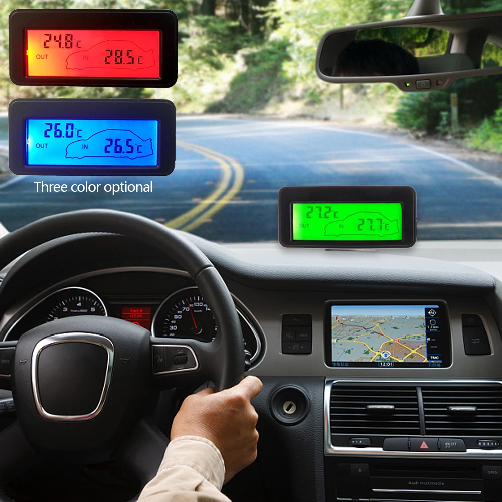 Doppel thermometer für Auto Outdoor und Indoor Mini Digital Auto Temperatur  12V LCD Hintergrund beleuchtung Thermometer Meter Auto Innen messer -  AliExpress