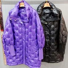 Зимняя Легкая стеганая куртка женская глянцевая женская зимняя парка длинное зимнее пальто теплые хлопковые куртки плюс размер верхняя одежда