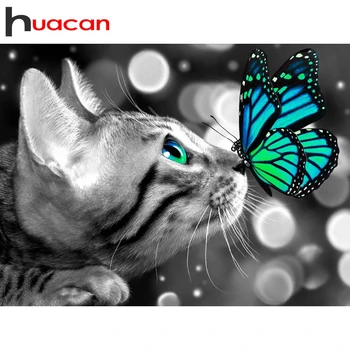 

Huacan 5D Diamond Painting Full Drill Cat Diamond Embroidery Sale Animal Children's Room Decor