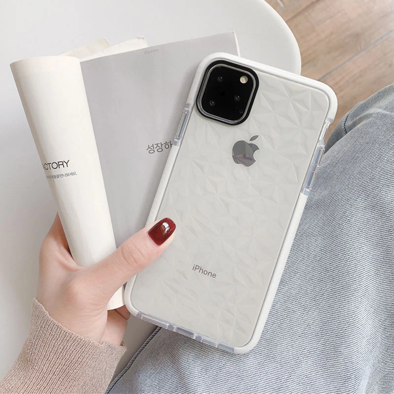 White Противоударный бампер рамка Алмазный чехол для телефона для iPhone 11 11Pro Max XR X XS Max 8 7 6 6S Plus мягкая прозрачная защитная задняя крышка - Цвет: White