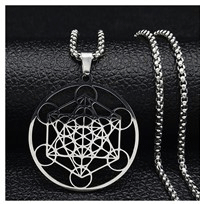 New Fashion Flower of Life Stainless Steel Chain Necklace for Women Silver Color Necklace Jewelry joyas mujer N19307