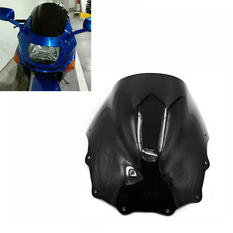 Black Motocycle New Double Bubble Windscreen Windshield Wind Screen ABS For Kawasaki Ninja ZX7R ZX 7R 1996-2003 1997 1998 1999 2000 2001 2002 Motorcycle Parts Windshield