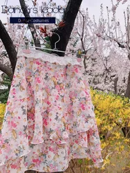 Ballet Short Skirt Plum Flower Pattern Lace Women's Dance Skirt Gymnastics Practice Skirt Adult Ballet Lyric Skirt