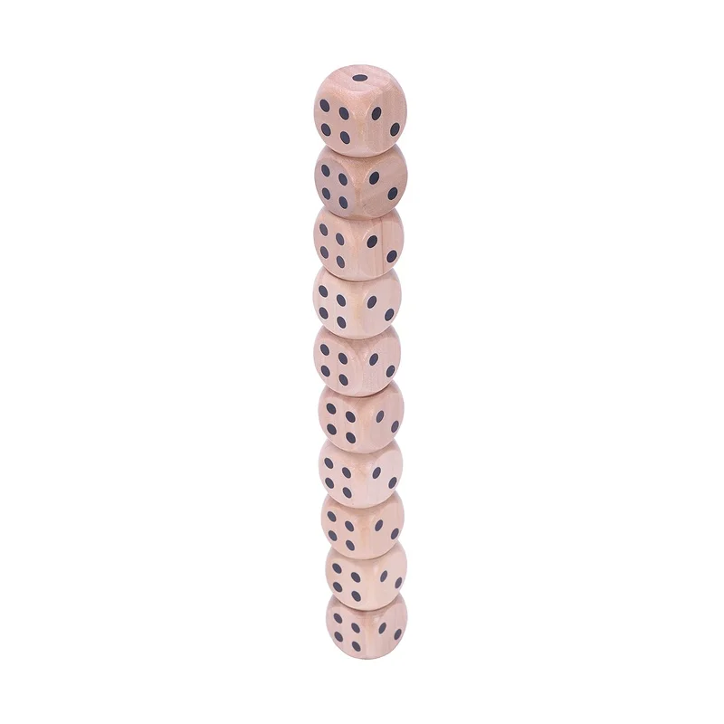 10 шт. Шестисторонние D6 кости для настольной игры, сделанные из дерева-натуральный