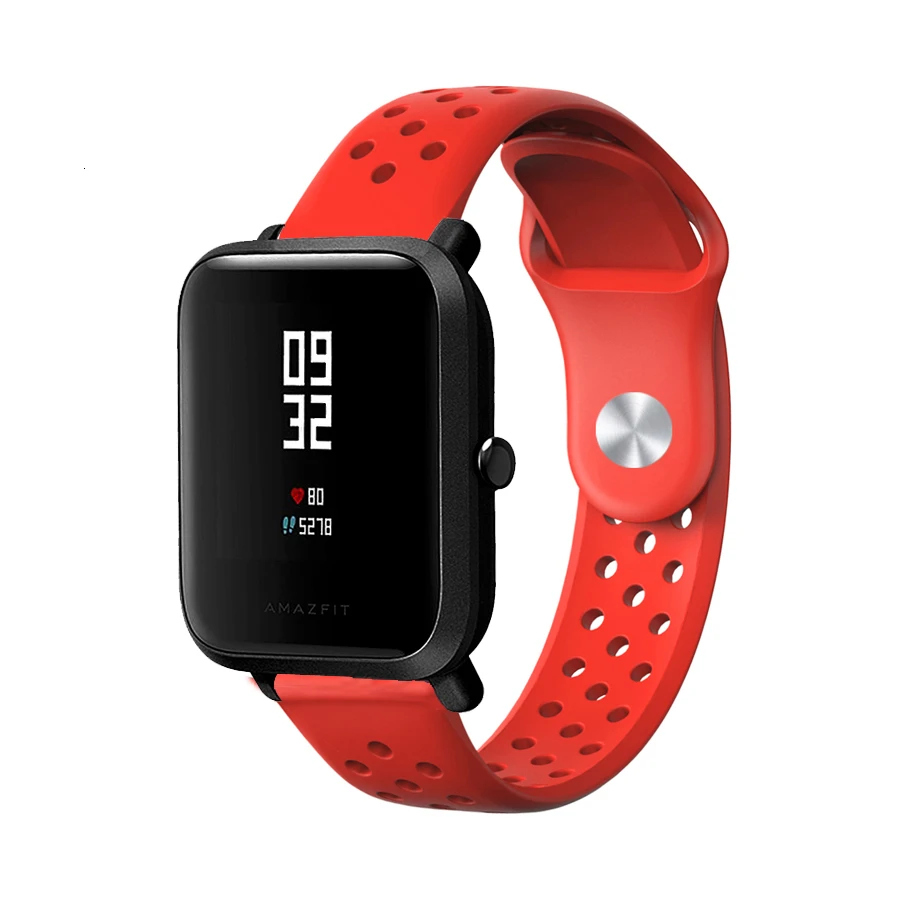 Красный 20 мм силиконовый смарт-спортивный ремешок для часов Amazfit Bip, сменный Браслет для Huami Amazfit Bip, Молодежные аксессуары, ремешок для часов - Цвет: Красный