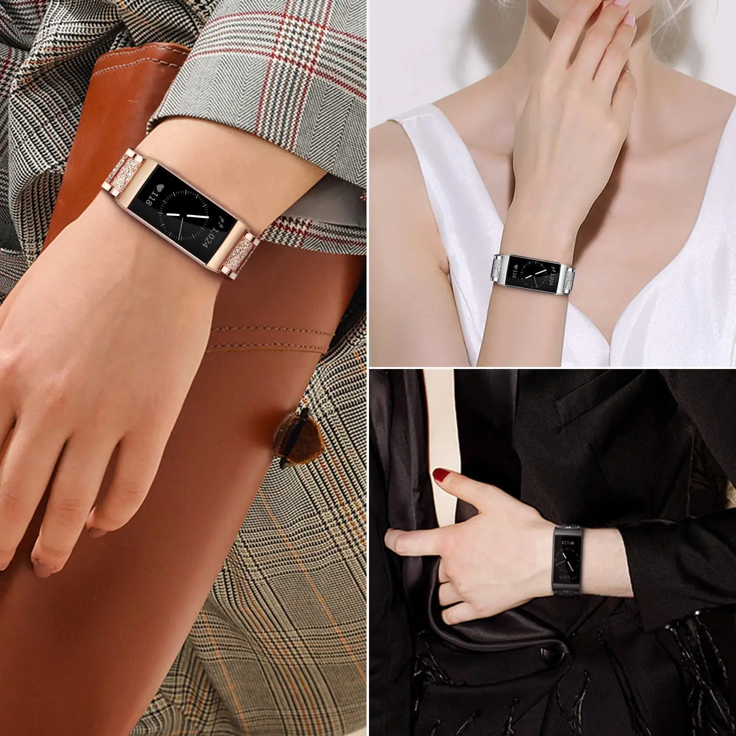 Алмазный ремешок для Fitbit Charge 3, женский, мужской ремешок из нержавеющей стали, ремешок на запястье для Fitbit Charge 3 SE, фитнес-трекер