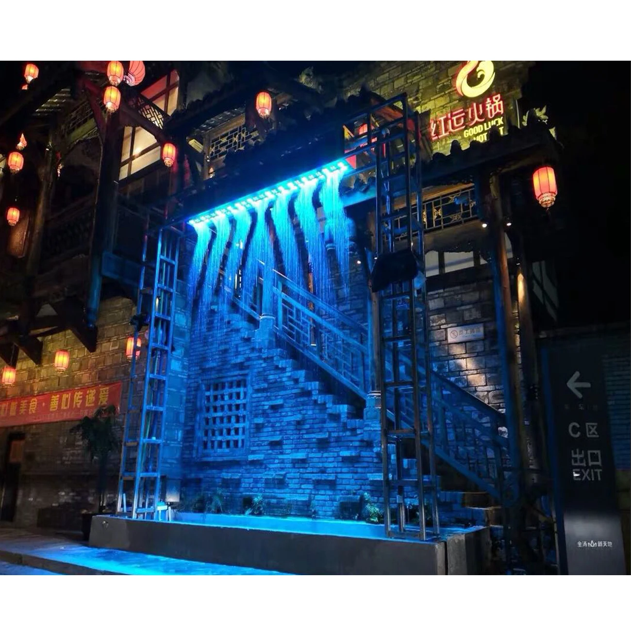 

Pull line colorful word water curtain,Flowing water music fountain,Optical digital water curtain,Landscape fountain