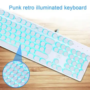 

Punk Retro Luminous Keyboard LED Backlight Cable Machinery Game Keyboard Aluminum Base Manipulator 104 Standard Keys Fingerboard