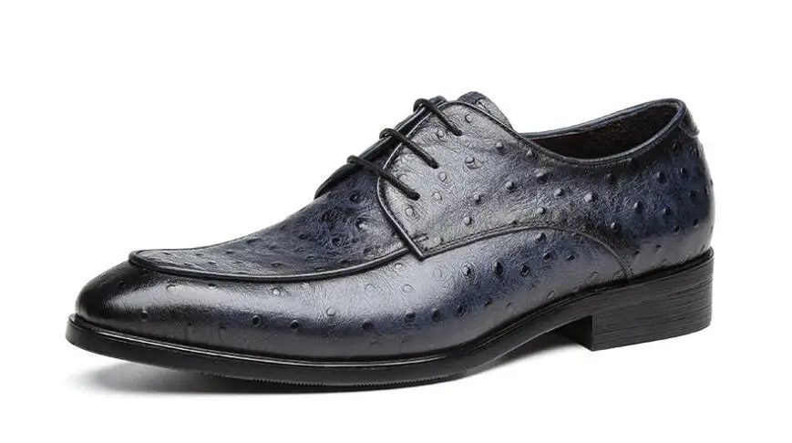 

New fashion pointed toe men's shoes lace up high-top genuine leather formal dress shoes business shoes