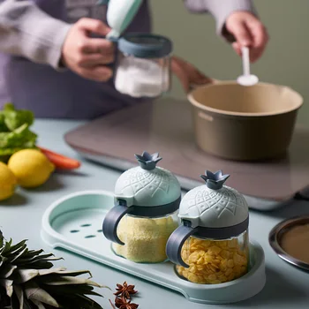 

Kitchen High-End Exquisite Ins Style Creative Glass Condiment Bottle Barbecue Flavor Storage Tank Nordic Style Warm Home Gift