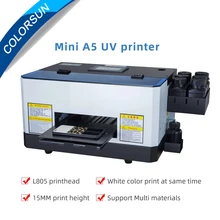 Colorsun A5 UV Printer Flatbed For Phone Case Printer Small UV Printer For Plastic Metal Acrylic TPU Leather With UV Ink