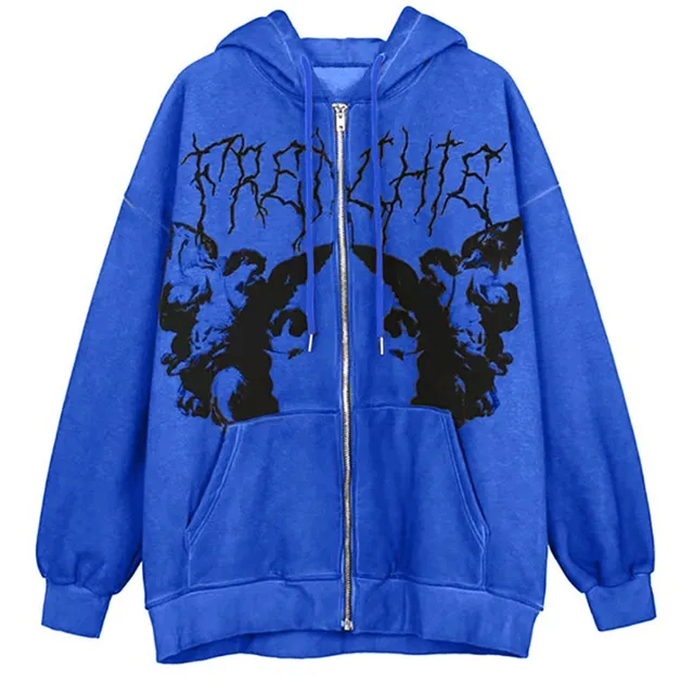 Women's Hoodies Oversized Casual Print Elegant Fashion Pullover Hooded Sweatshirt Coat Long Sleeve Warm Zip Up Hoodies 5