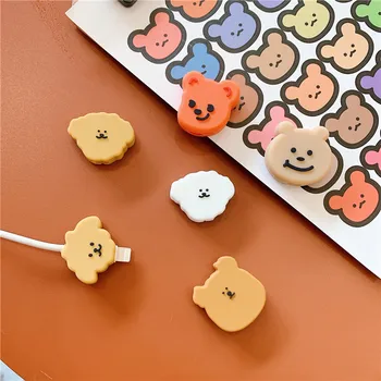 

Funny Cute Charging Cable Protector Cover For Mobile Phone USB Cable Data line Fracture prevention Cartoon Bear Portable case