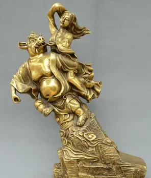 

Chinese fengshui old Bronze zhubajie beautiful woman zhubajie pig hog statue