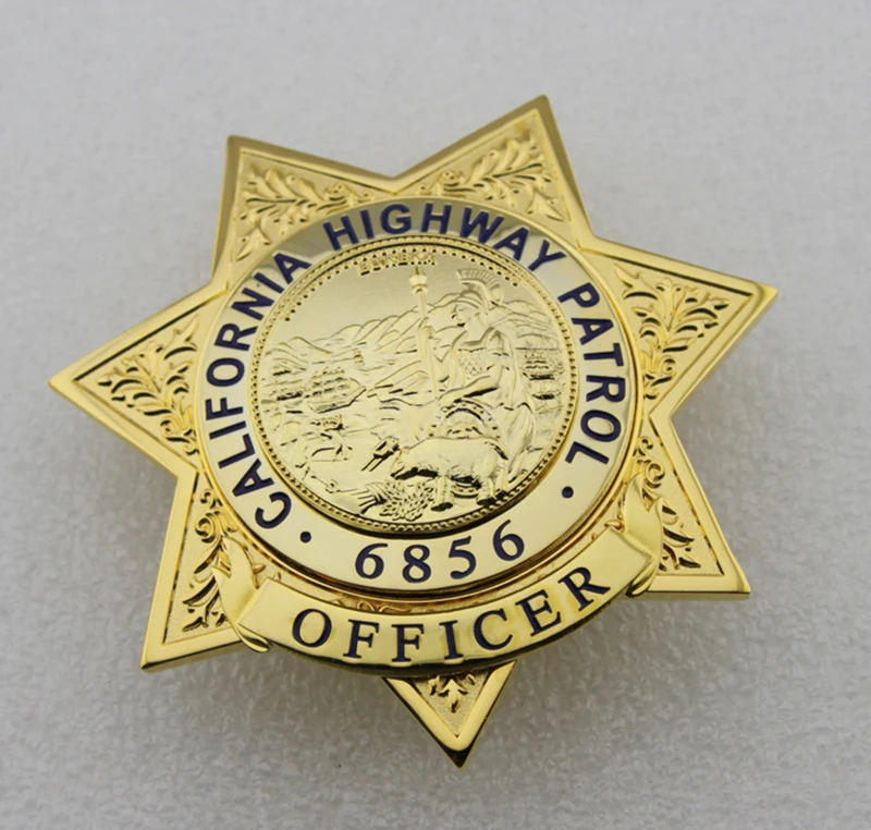 Классический CALIFORNIA HIGHWAY PATROL OFFICER 6856, Реплика Фильма Prop Pin значок