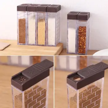 

6 in 1 Spice Salt Sugar Jar Transparent Seasoning Storage Box Multifunctional Practical Convenient Durable Kitchen Container