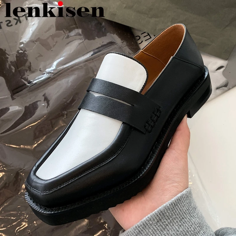Женские туфли для отдыха Lenkisen из натуральной кожи с квадратным носком на среднем