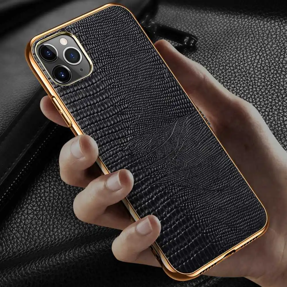 Luxury Plating Soft Edge Genuine Leather Case For iPhone 12 Pro Max 2