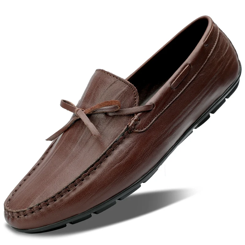 

Summer Mens Casual Luxury Brand Men Genuine Leather Loafers Comfy Breathable Fashionable Driving Shoes Men Lazy Flats