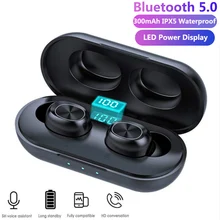 TWS Bluetooth Earphones Streo Wireless Earbuds with LED Power Display Case 3D Stereo Sound IPX5 Waterproof Whit Charging Box
