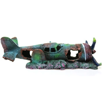 

Resin Sunken Crashed Plane Decorations Aquarium Ornament for Fish Tank