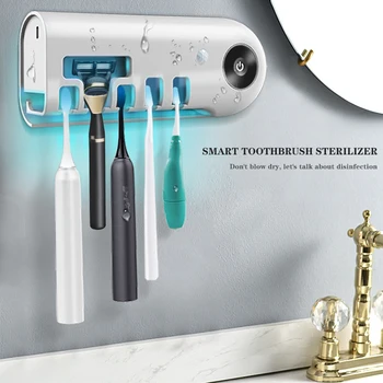 

UV Light Ultraviolet Toothbrush Sterilizer Toothbrush Holder Automatic Toothpaste Squeezers Dispenser Home Bathroom Set