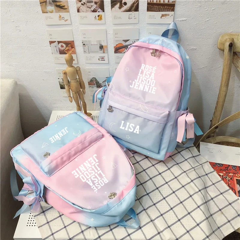 

KPOP BLACKPINK LISA ROSE JENNIE JISOO backpack schoolbag double shoulder bag light-proof student canvas waterproof student's bag