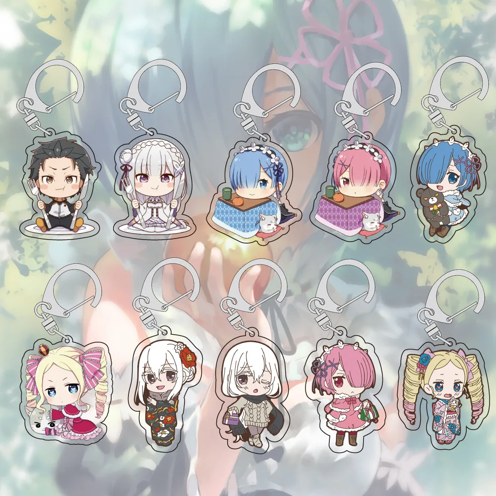 Q версия аниме Re:Life In A другой мир от нуля брелок Re:Zero Rem Ram Emilia beатрис акриловый