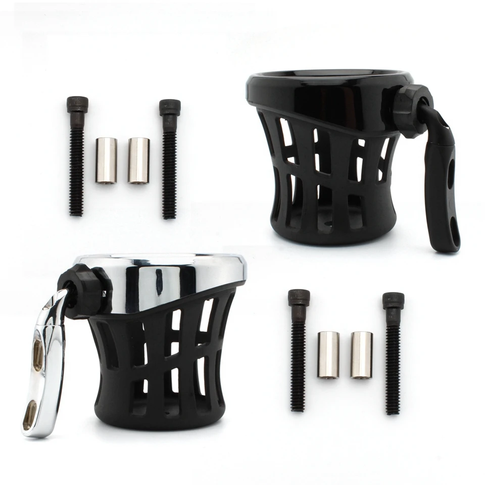 GYMARK Portabicchieri da manubrio per moto Harley Dyna Sportster XL 883 1200 Softail Fat Boy Touring Road King Electra Street Tour Glide (nero