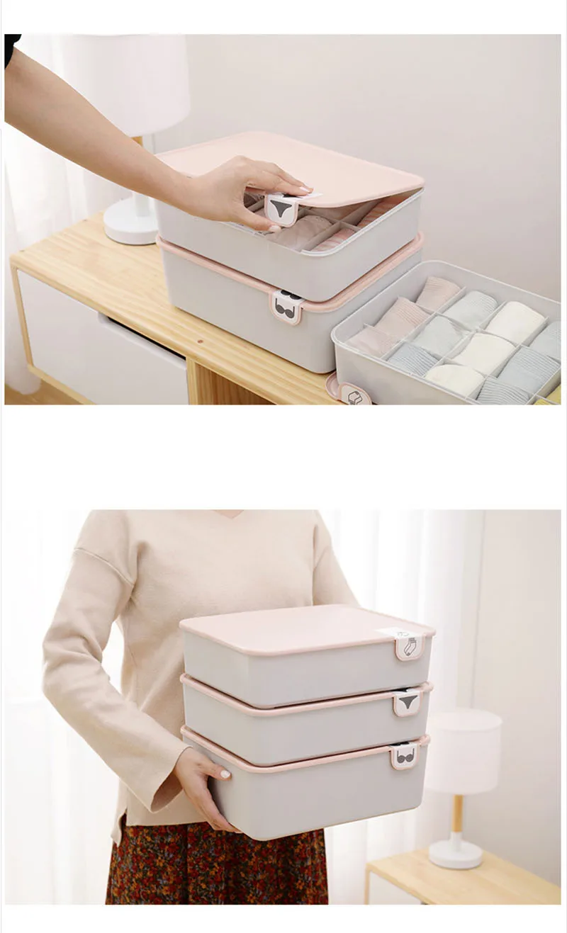 YiCleaner Partition Underwear Storage Box Storage Box Plastic Sock Storage Drawer Organizers Wardrobe Clothes Partition Storage