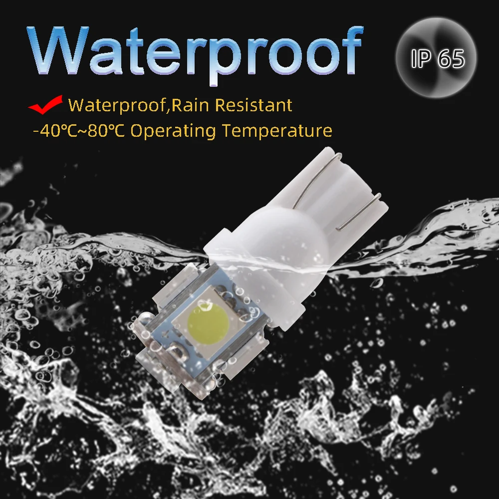 LED Bulb 5W5 W5W 5050 5SMD 12V 7000K T10 10PCS for Pinball Machine Car Wedge Side Signal Light Interior Dome Door Maps Lamps led car lights led lights led bulbs