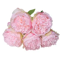 5Big Heads 11cm Diameter Rose Pink Peony Artificial Flowers