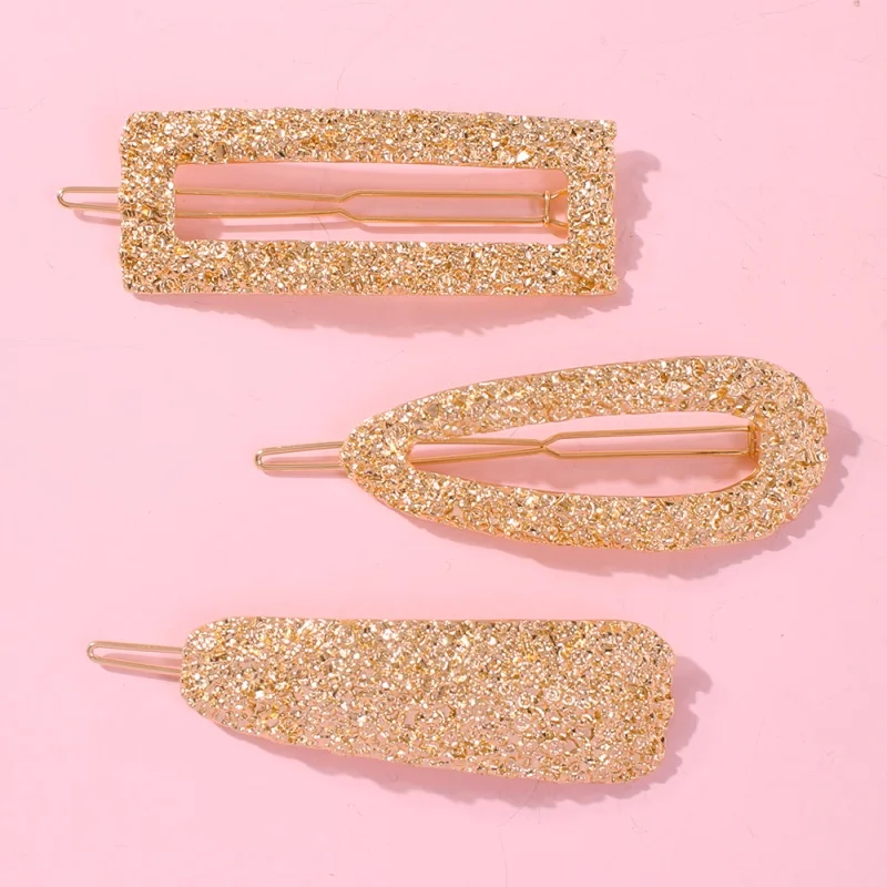 Lalynly 3 шт. панк ZA Геометрическая заколка Набор шпилек Женский Золотой металлический зажим для волос вечерние свадебные украшения для волос F07441