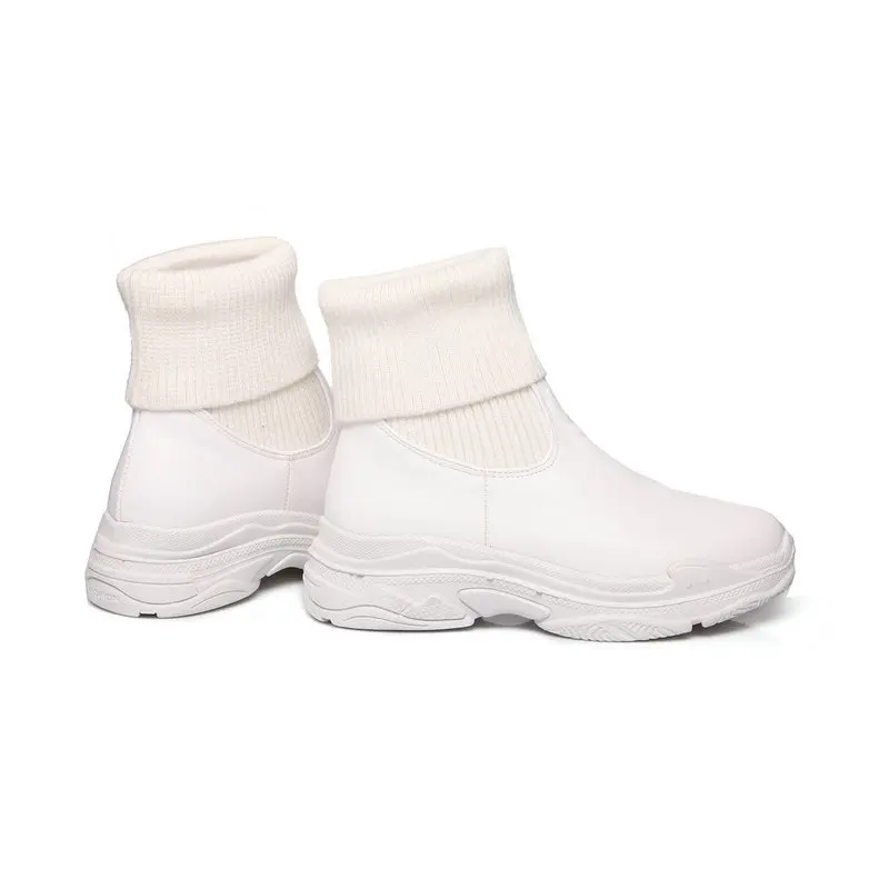 Autumn winter woman boots platform Leisure Knight boots Solid color wild high-top Mid-tube wool women's boots botas mujer fa69